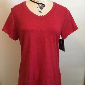 CHAMPION V-NK T-SHIRT - RED HEATHER - Small